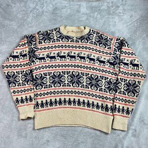 Vintage Husfliden Bergen Sweater Handmade in Norway Large Wool Pullover Beige